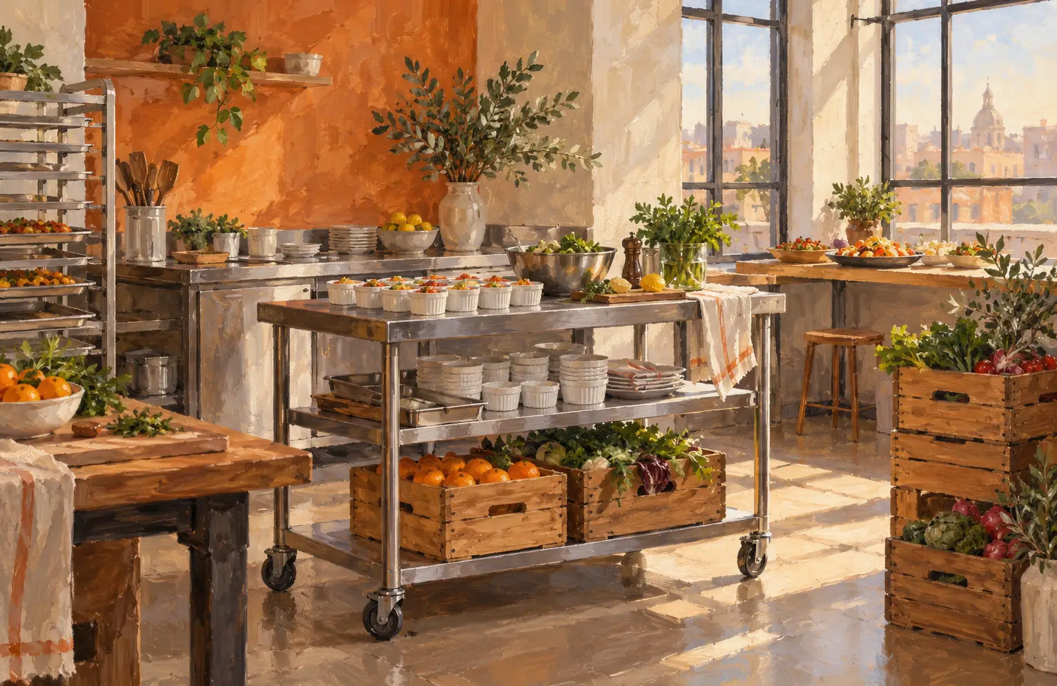 Illustration of catering businesses and their working space